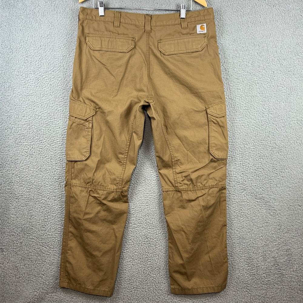 Carhartt Force Relaxed Fit Cargo Pants Mens 36x30 Brown Ripstop Work Trousers - Picture 2 of 11